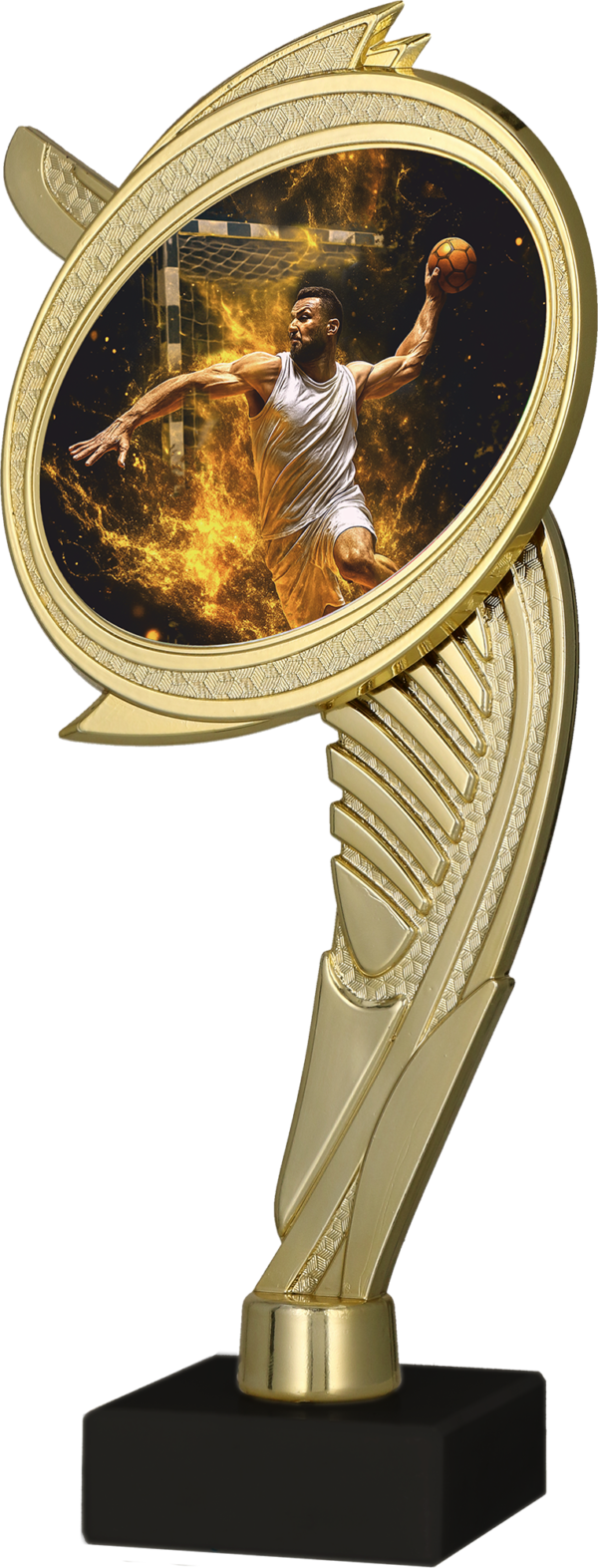 Postument plastikowy złoty na marmurowej podstawie - PIŁKA RĘCZNA