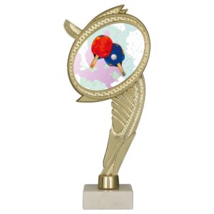 Postument plastikowy złoty na marmurowej podstawie - TENIS STOŁOWY