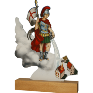 Trofeum metalowe na drewnianej podstawie - Strażactwo