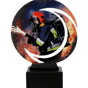 Trofeum metalowe z marmurową podstawą - Straż pożarna