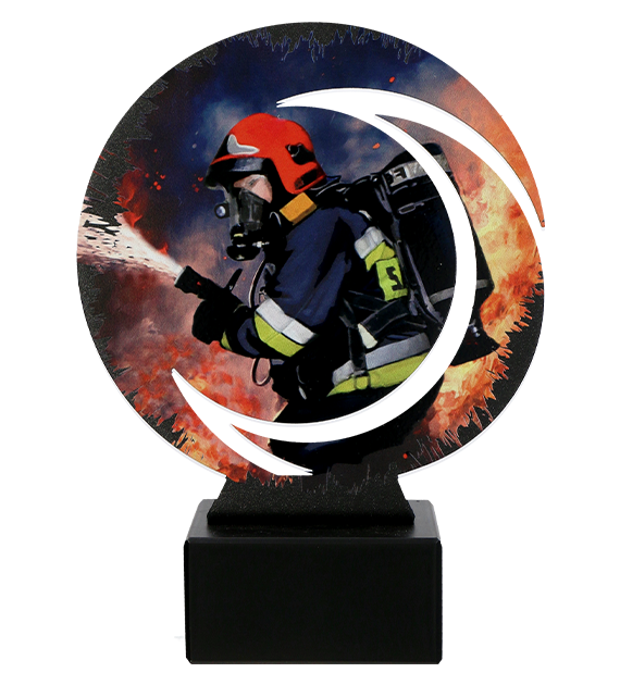 Trofeum metalowe z marmurową podstawą - Straż pożarna