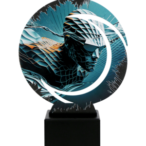 Trofeum metalowe z marmurową podstawą - Pływanie